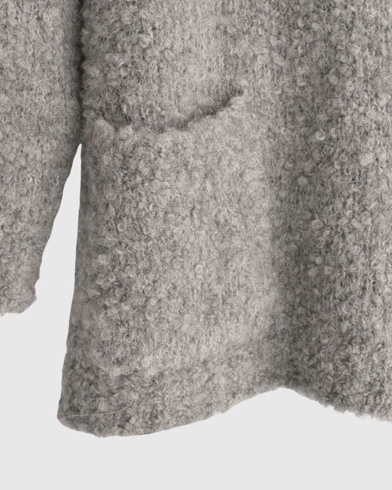 3GG BOUCLE CREW NECK PULLOVER WITH POCKET GrayBeige