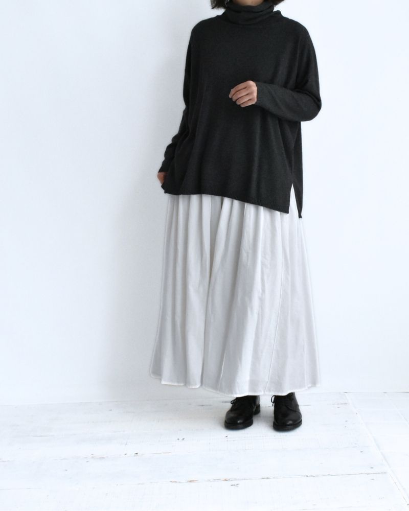 12GG PLAIN STITCH DROP SHOULDER POLO NECK WITH SLIT Charcoal