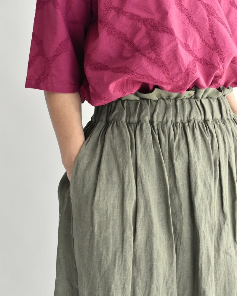 フレンチリネン スカート Khaki