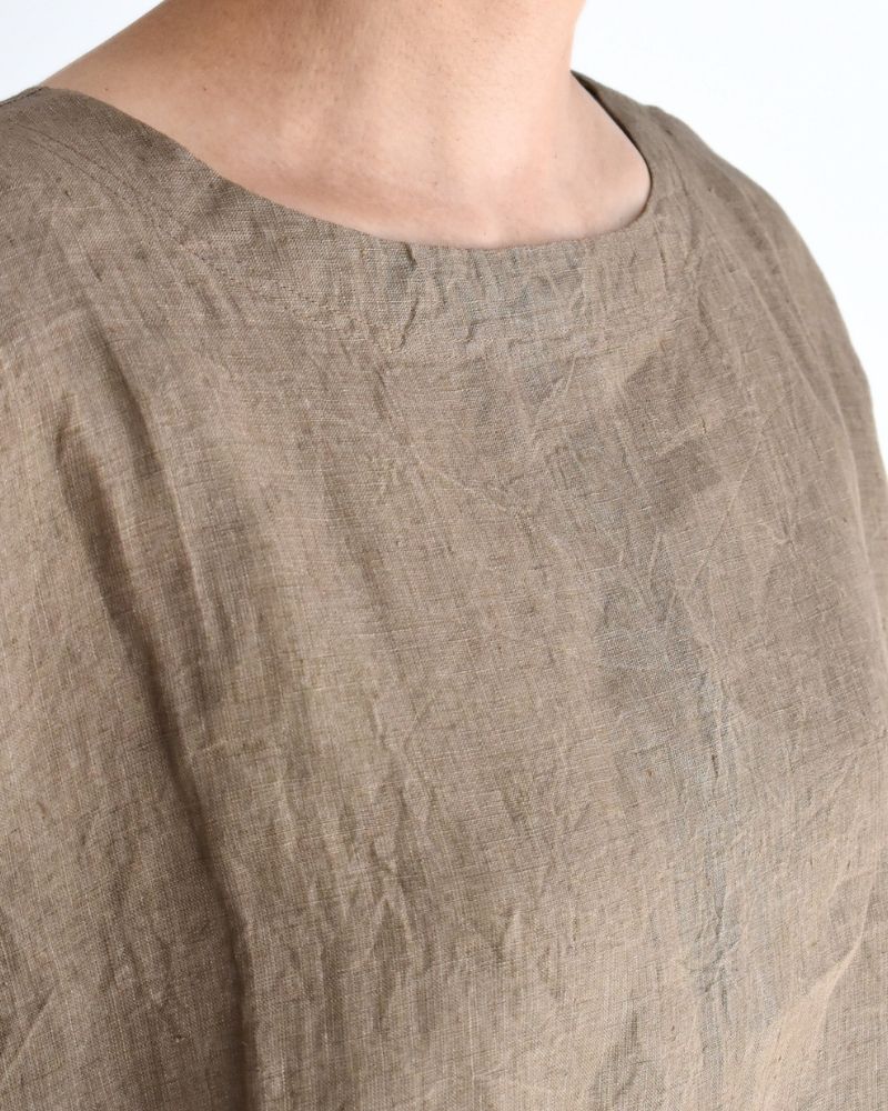 手織り60×60リネン プルオーバーシャツ Beige