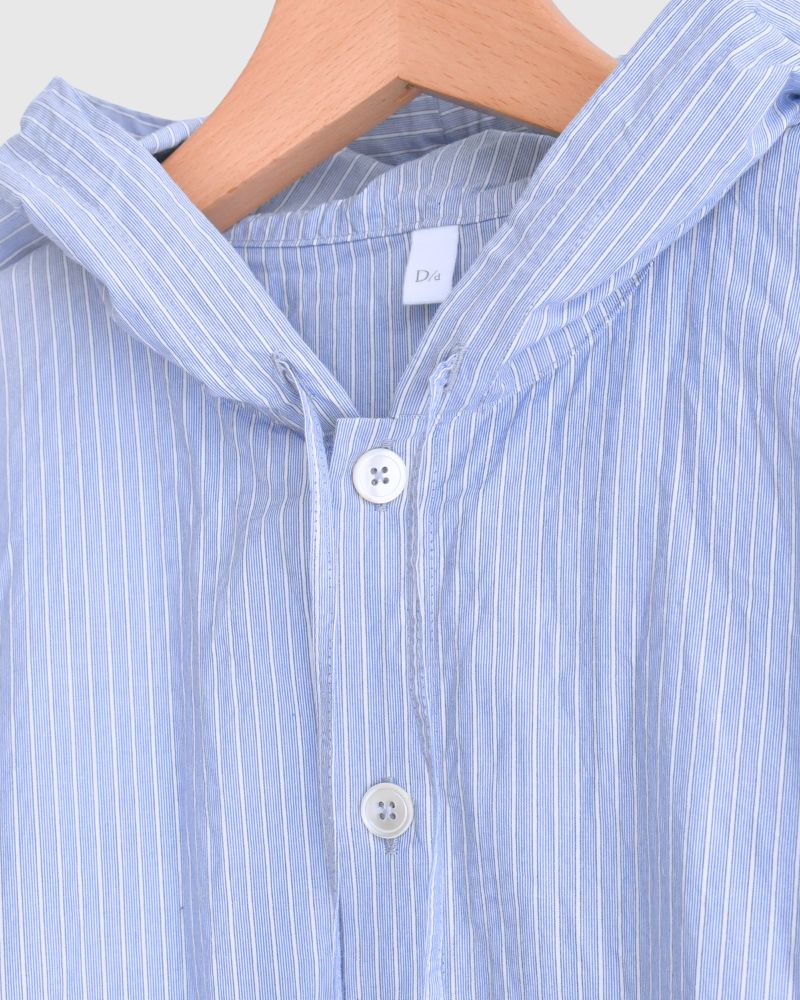 フーディシャツ White/Sax Stripe