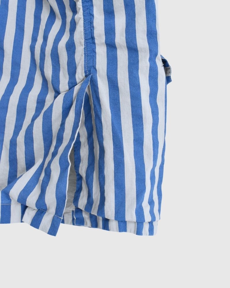 POPLIN WIDE STRIPE (OVERDYE) NO COLLAR VEST MilkyGrey