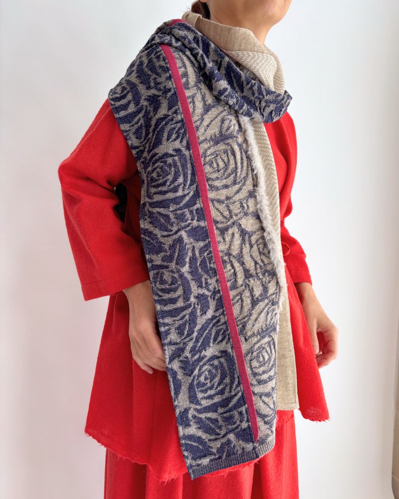 ストールマフラー Oatmeal/Navy