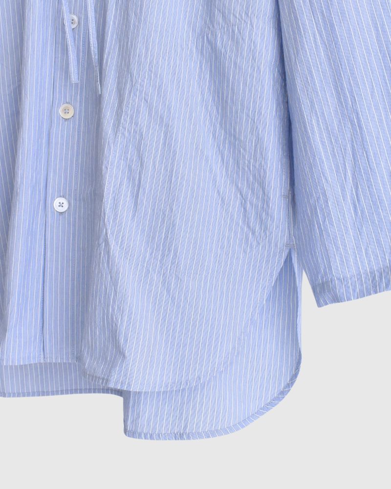 フーディシャツ White/Sax Stripe