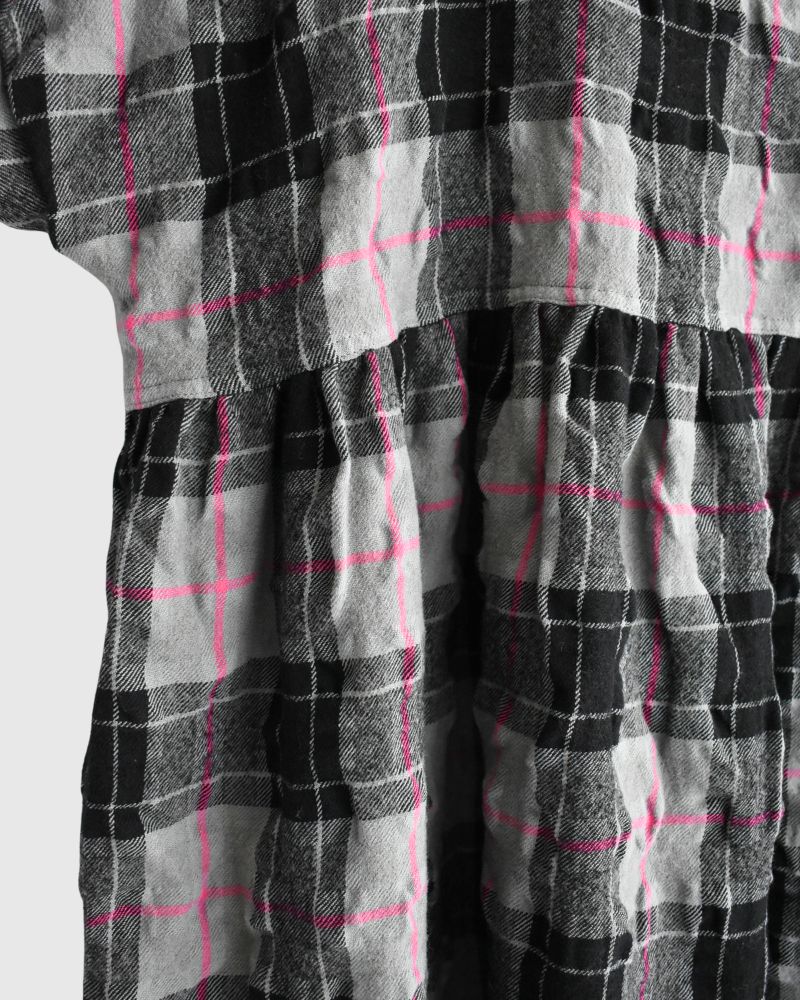 コットンウール チェックドレス Gray