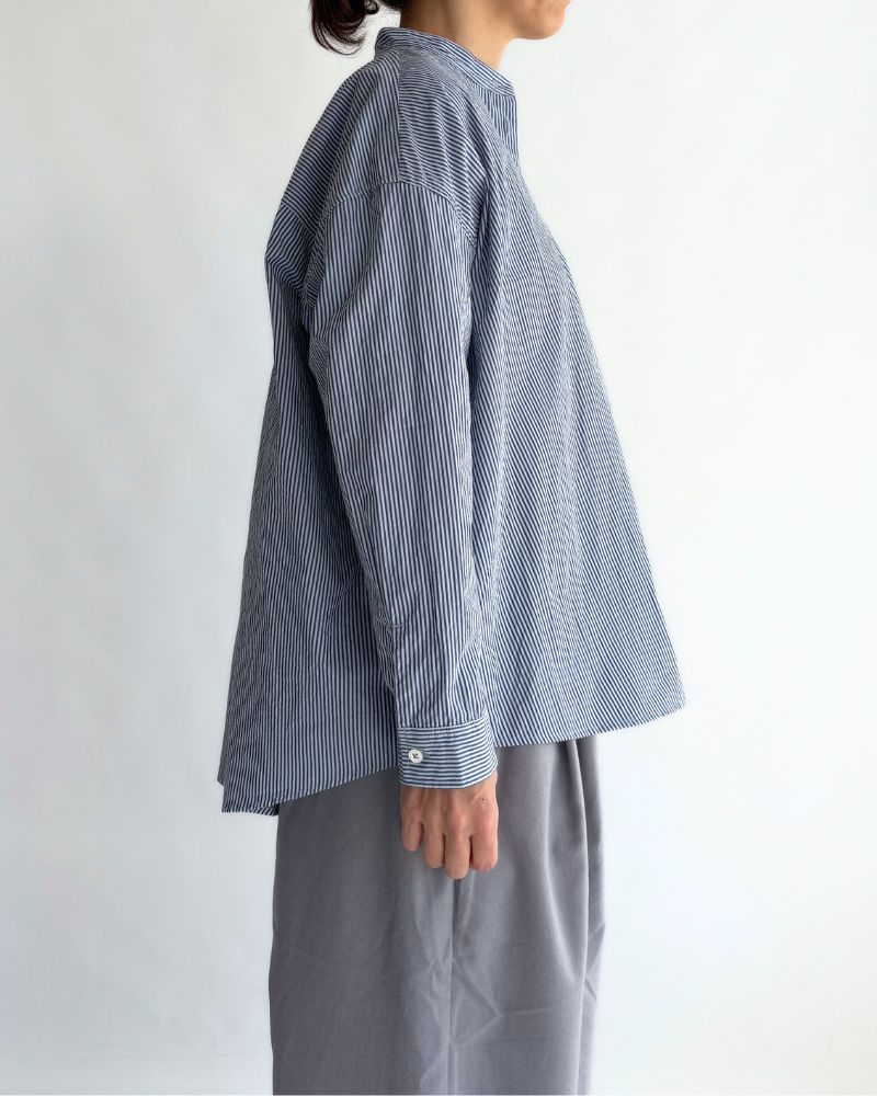 バンドカラービックシャツ Sax/Navy