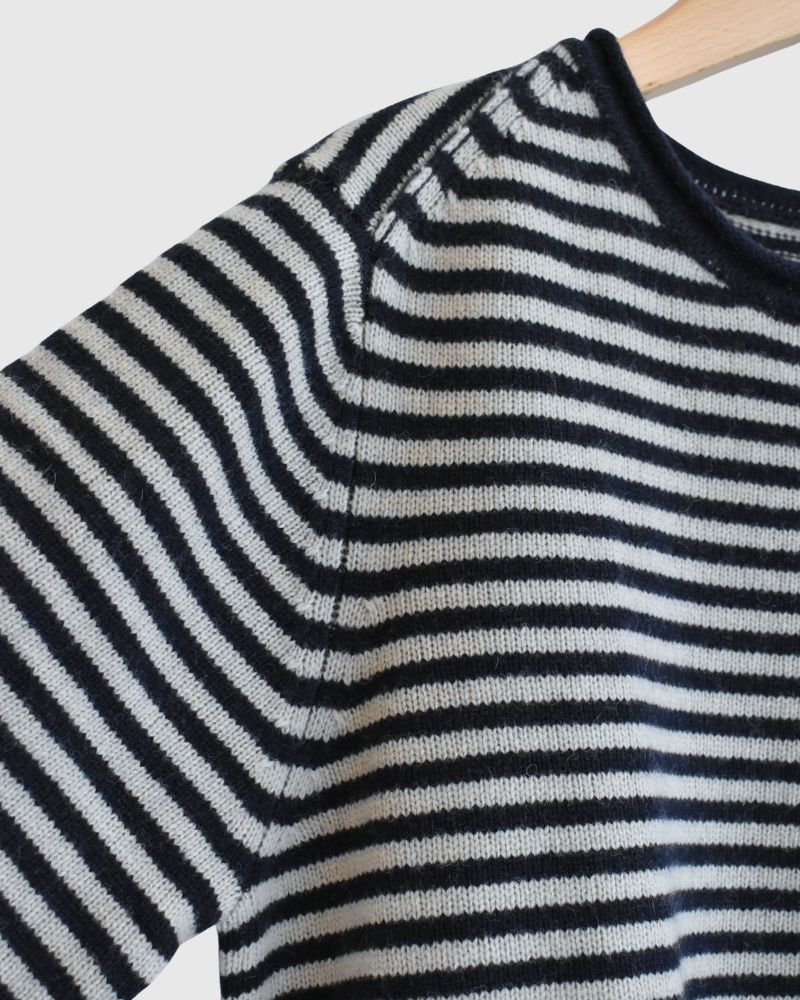 ボーダーニットプルオーバー Pebblegray/Navy