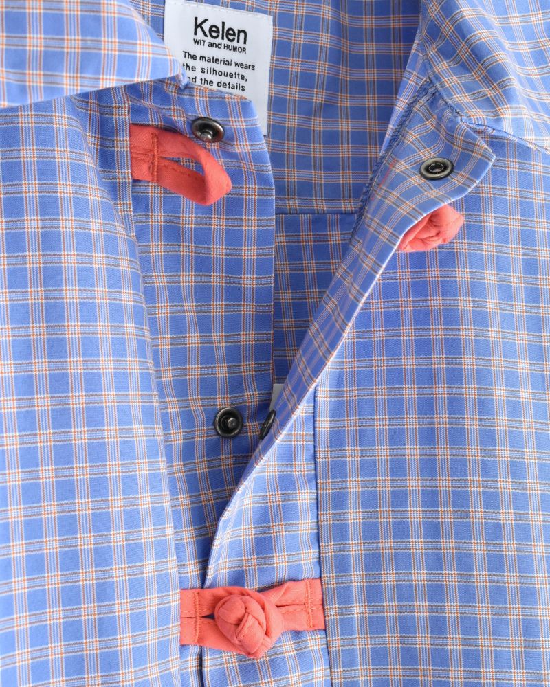 チャイナボタンチェックシャツ 'BRETON' Blue