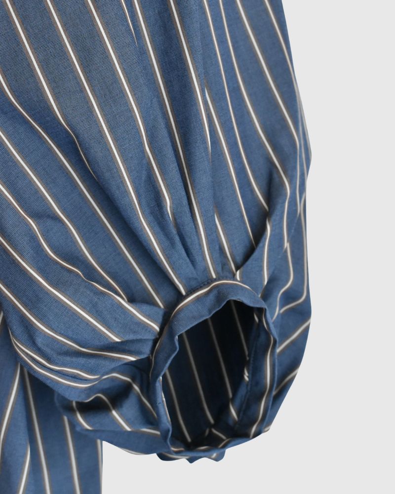 バルーンスリーブ ミディワンピース NavyStripe