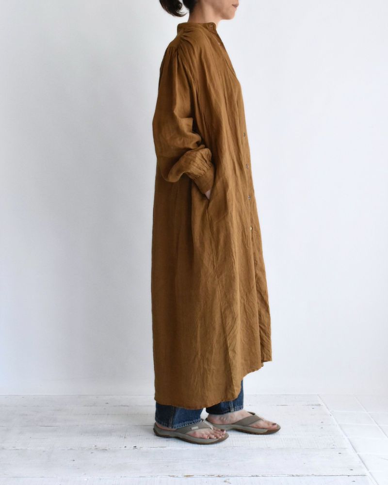 フレンチリネン ドレス Camel