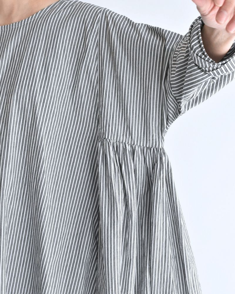 ギャザーワンピース StripeB