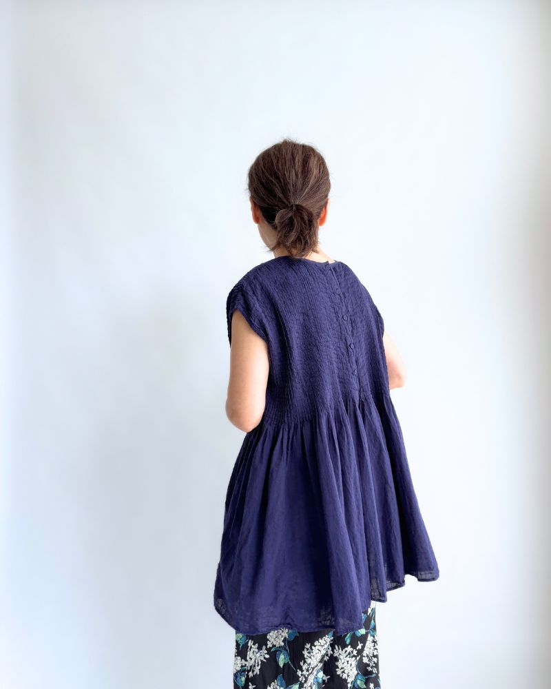 CREW-NECK F/SL SHIRT WITH PINTUCK DarkPurple