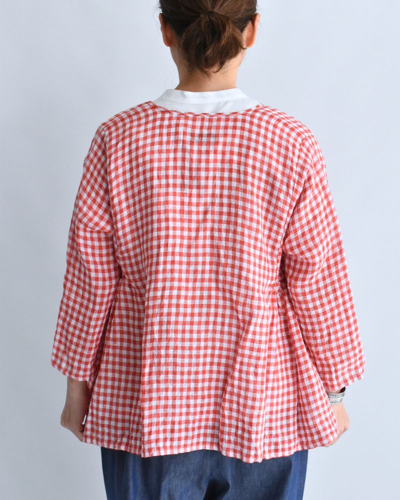 ギンガムチェックカシュクールブラウス RedCheck
