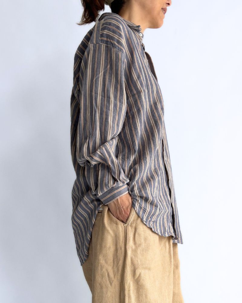 ベンガルストライプシャツ GrayBlue