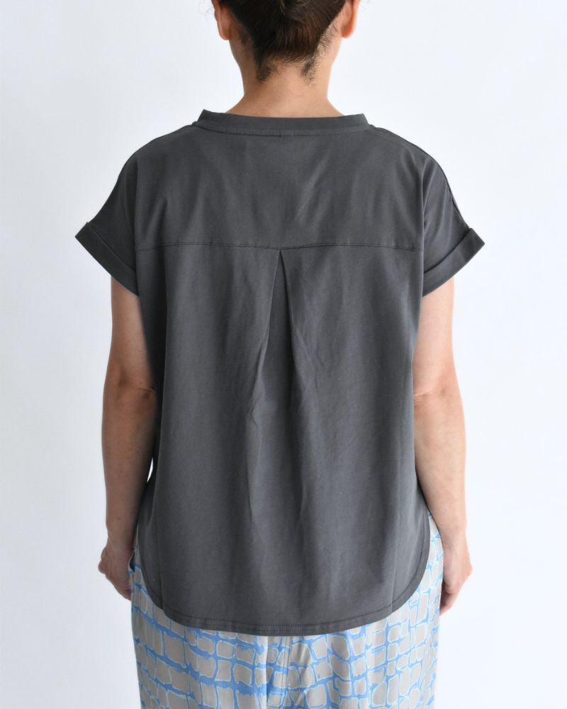 チュール刺繍デザインコットンジャージープルオーバー 'NATTI' Charcoal
