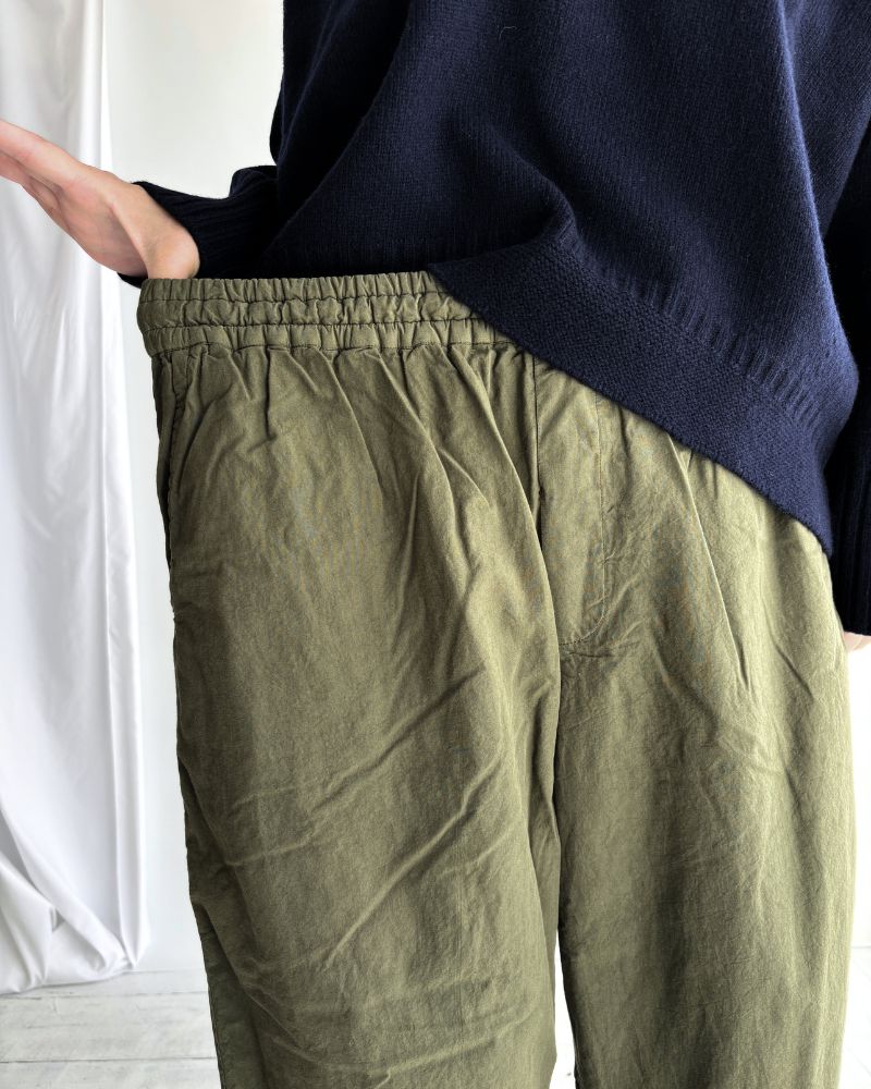 40s ORGANIC POPLIN (OVERDYE) EASY PANTS ArrasGreen