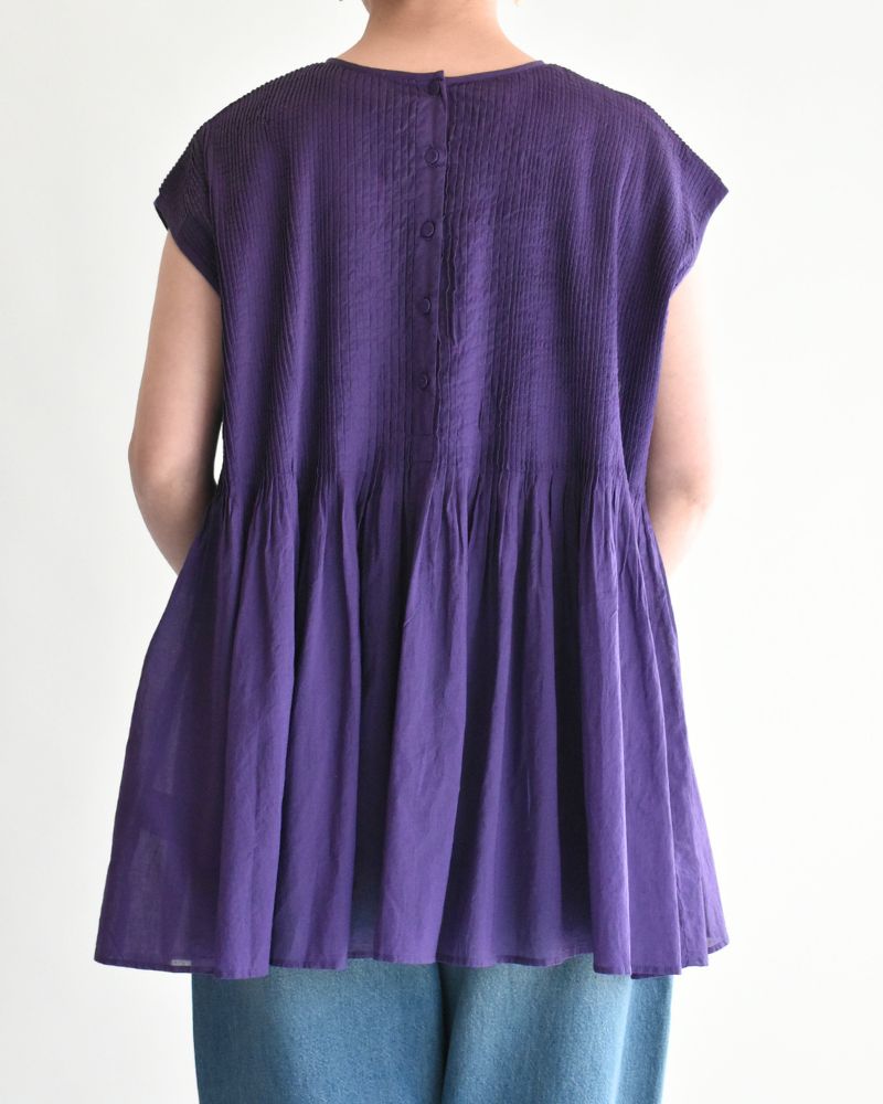 CREW-NECK F/SLEEVE SHIRT WITH MINI PINTUCK Purple