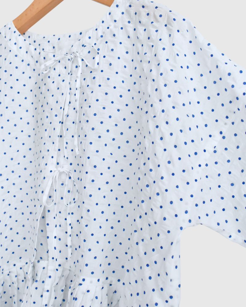 リップルドット カシュクールブラウス White/Blue