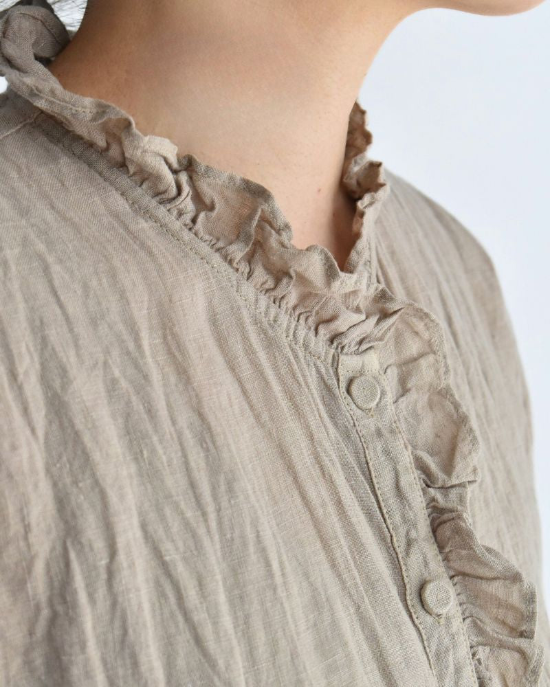 FRENCH/SL FRILL COLLAR SHIRTS AshBeige
