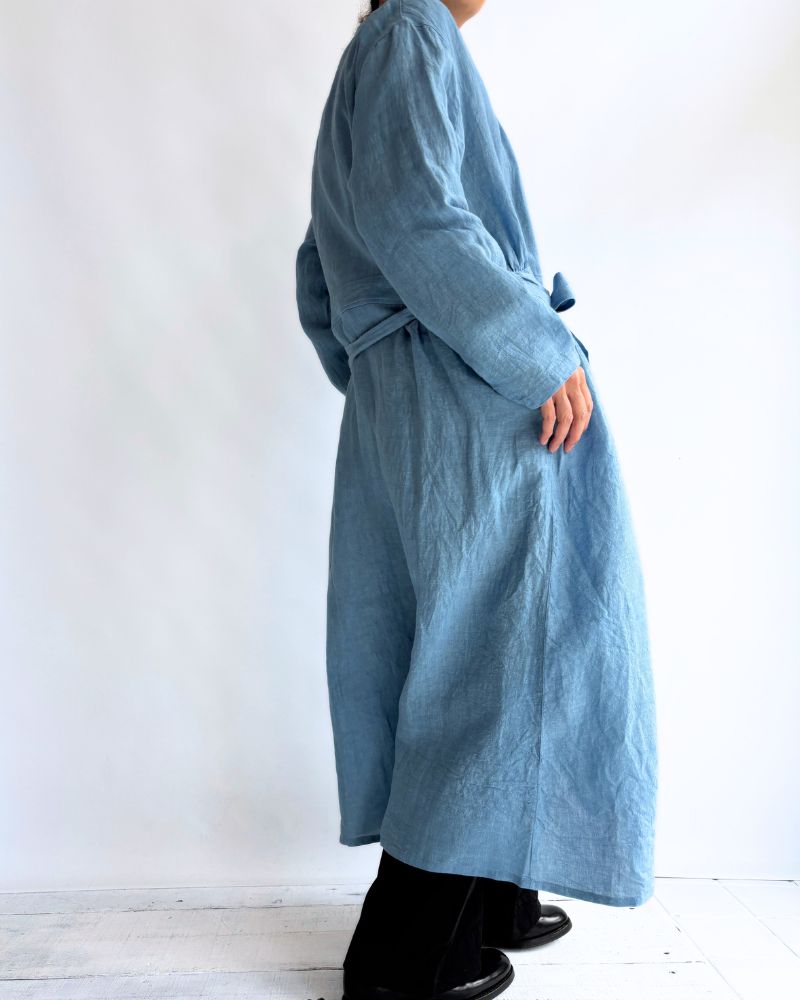 インディゴリネン カシュクールドレス LightBlue