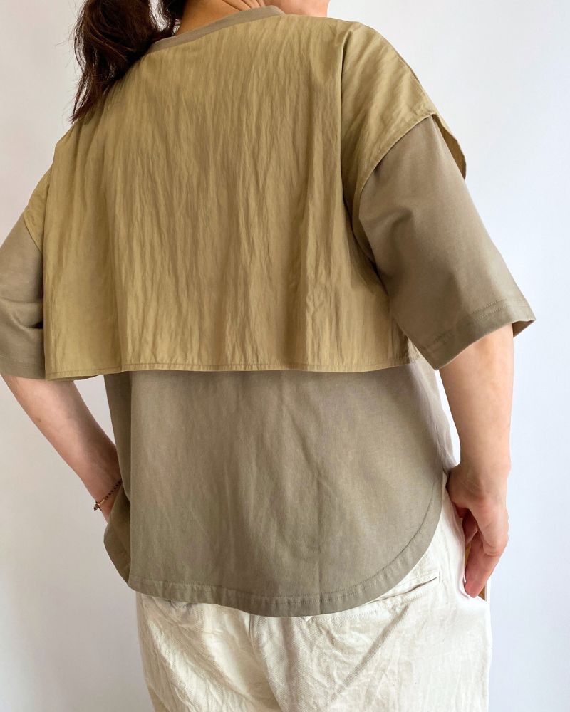 【sale】LAYERED TOPS 'HABOI' Khaki Beige