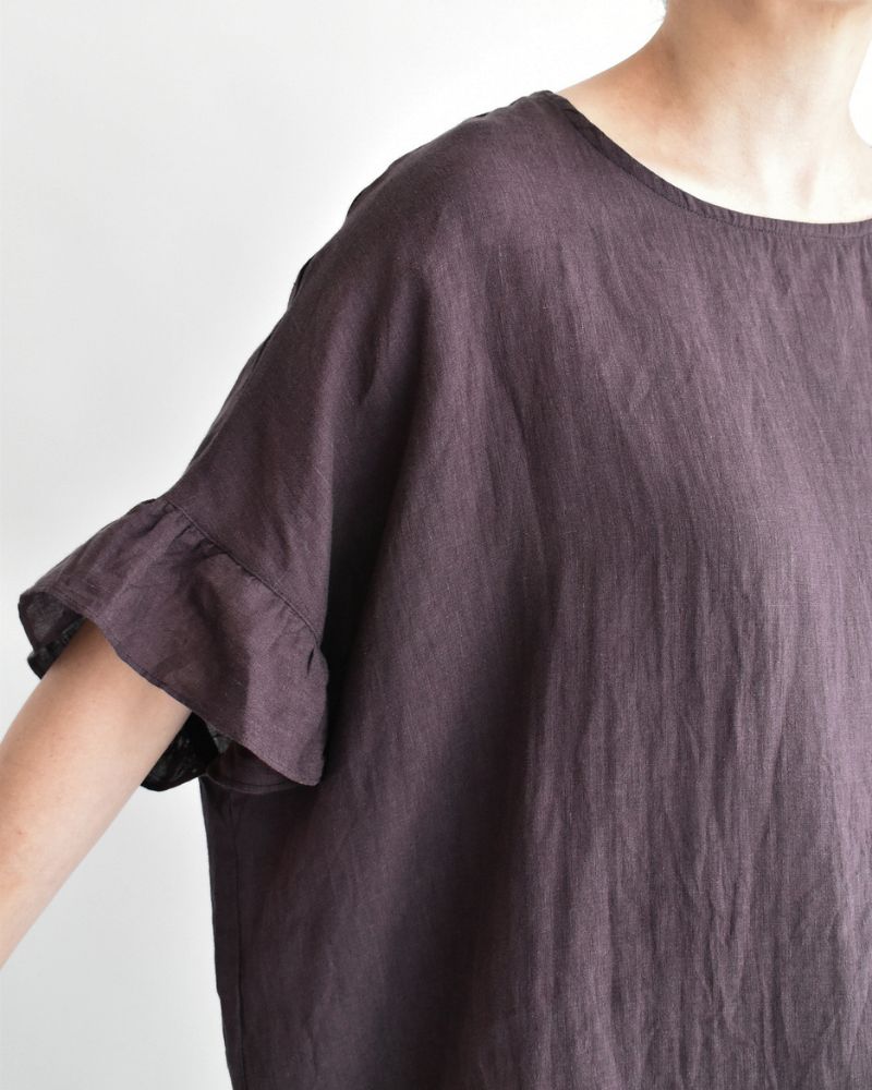 フリルトップ ブラウス Brown
