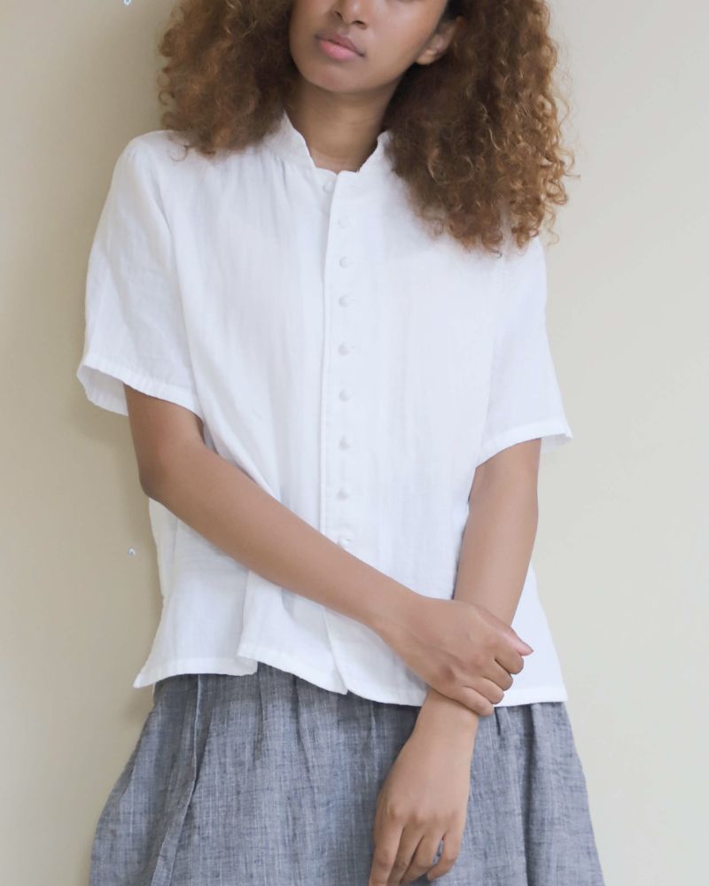 【予約】S/S 8T001 スタンドカラー半袖シャツ（3月）