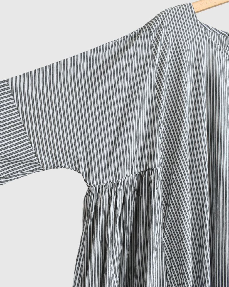 ギャザーワンピース StripeB