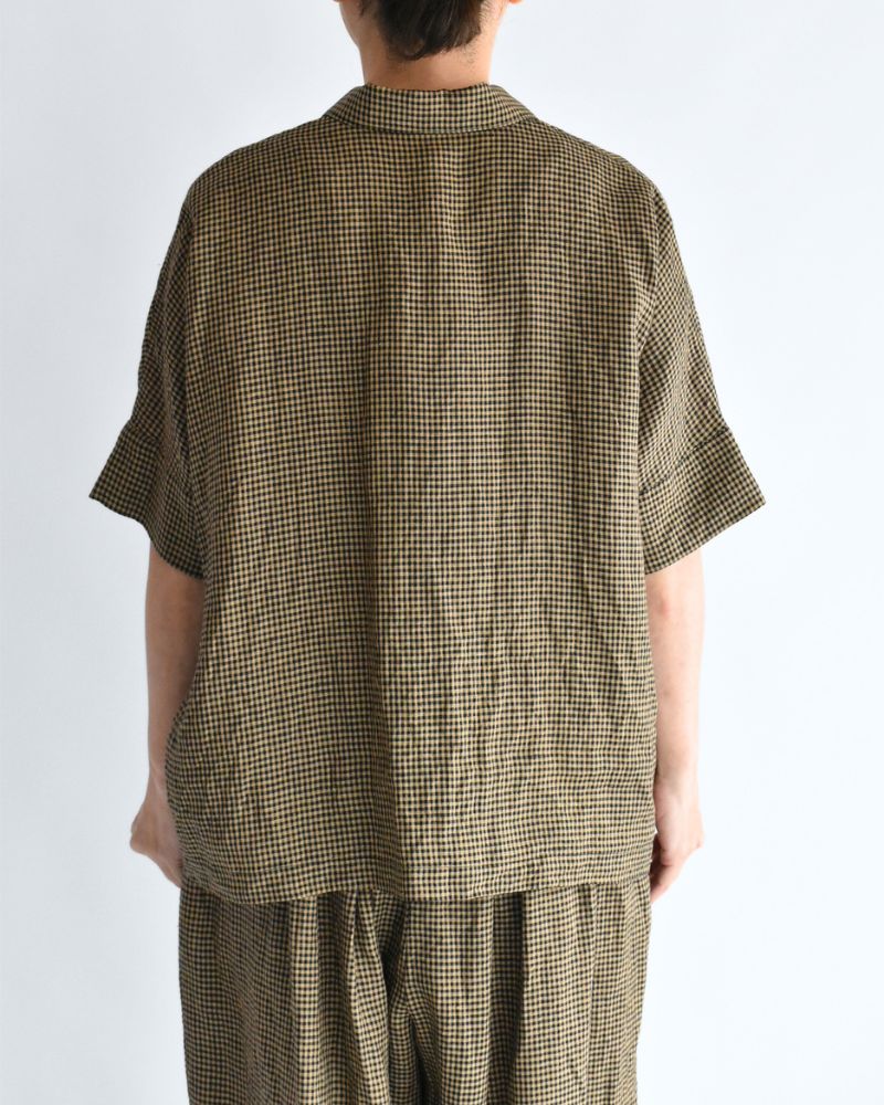 ワイドカフス シャツ Camel/Black