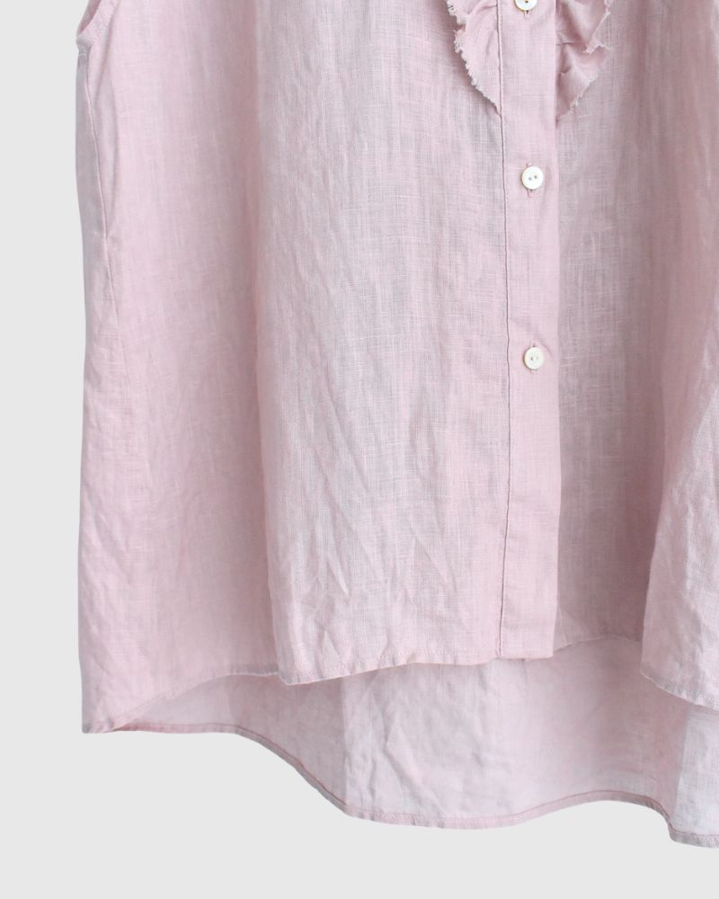 リネンフリル ノースリーブブラウス AshPink