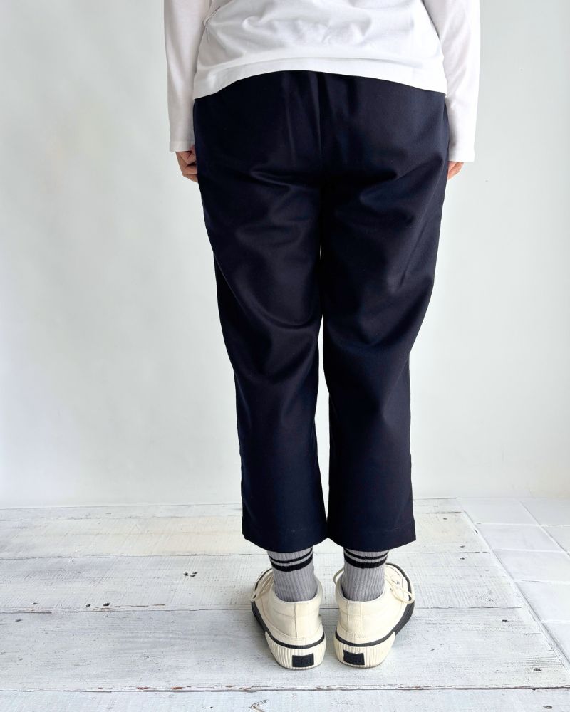 WOOL FLANNEL EASY TAPERED PANTS Navy