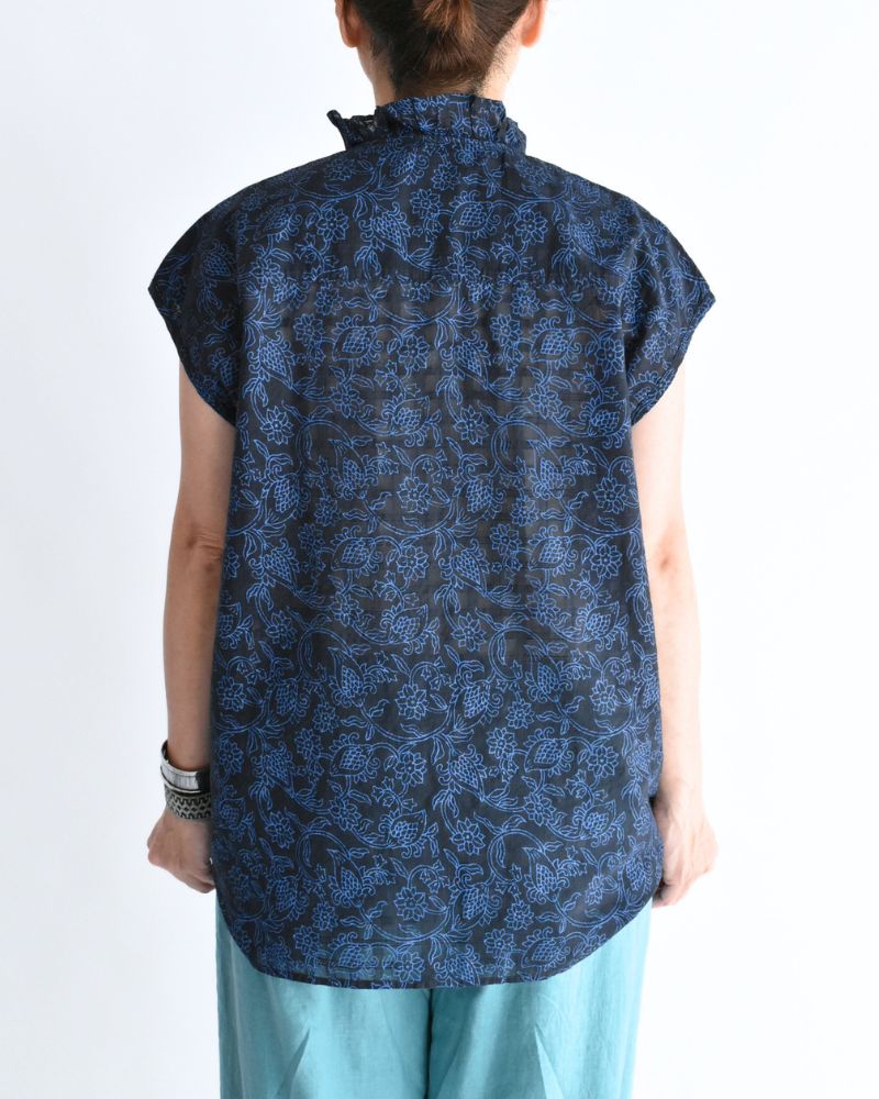 FRENCH/SL FRILL COLLAR SHIRTS Navy/Blue