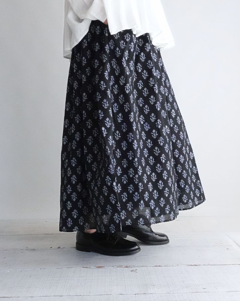 GATHERED SKIRT WITH LINING Black