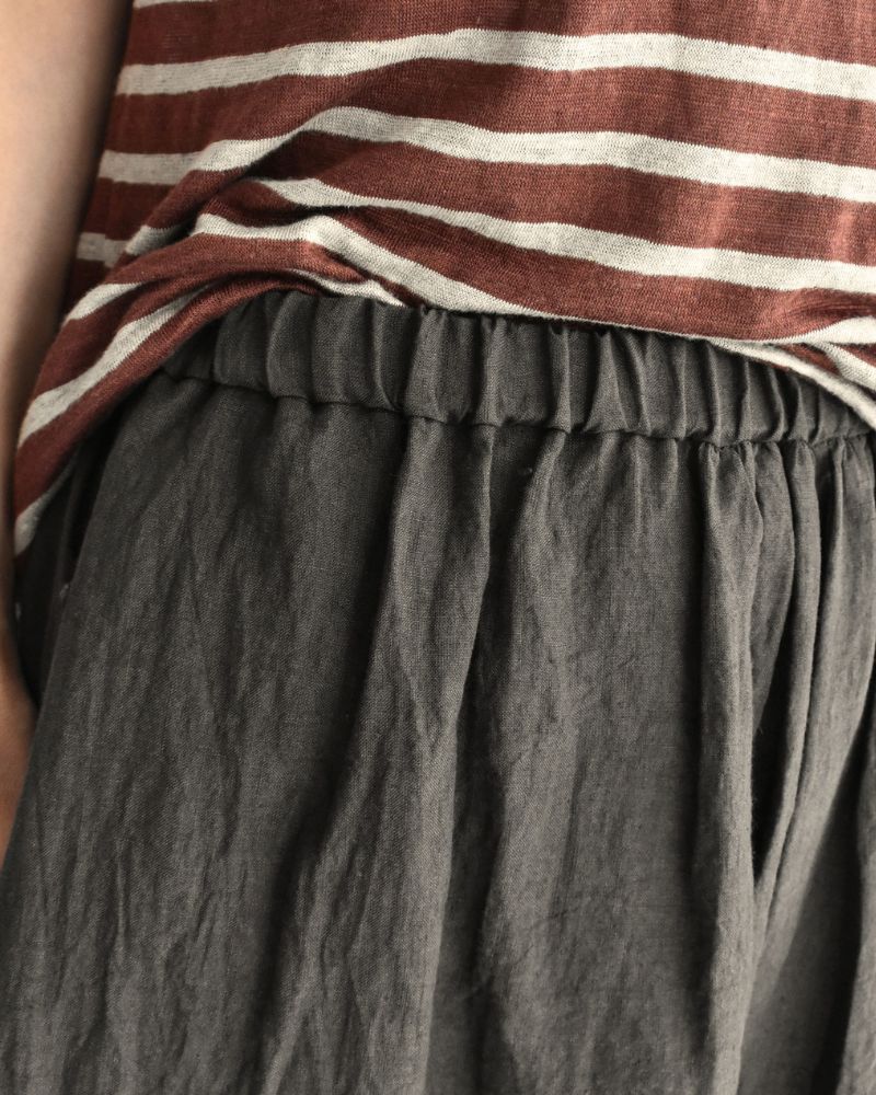 ワイドコクーン ギャザーパンツ（LINEN） Brown