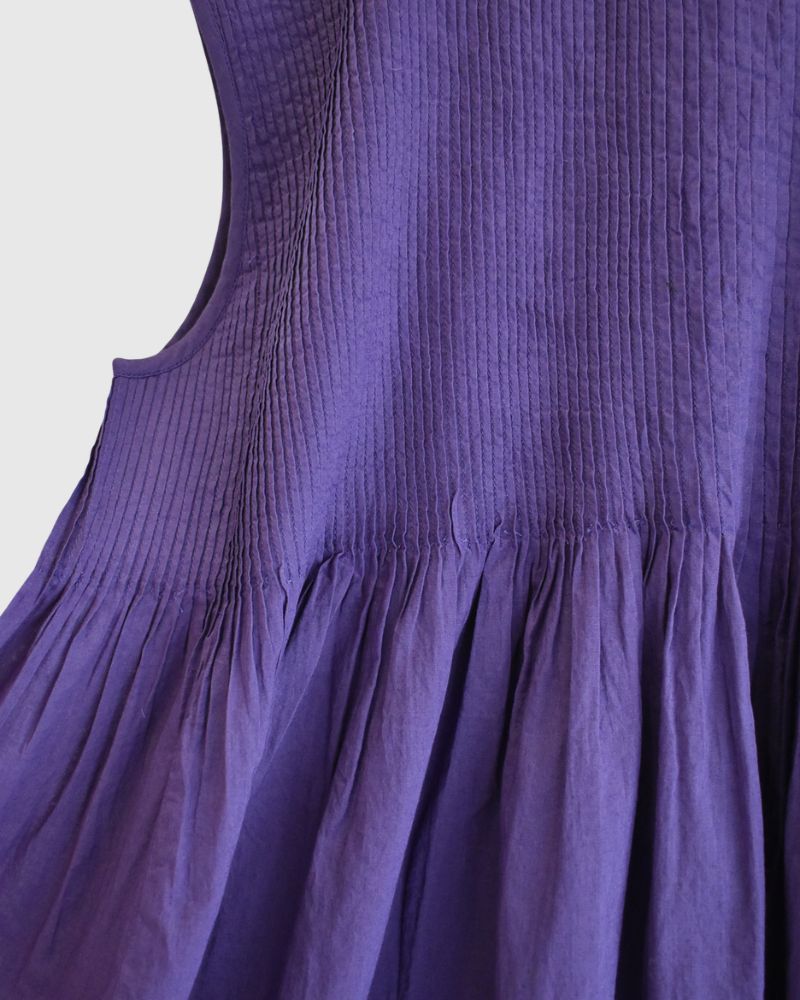 CREW-NECK F/SLEEVE SHIRT WITH MINI PINTUCK Purple