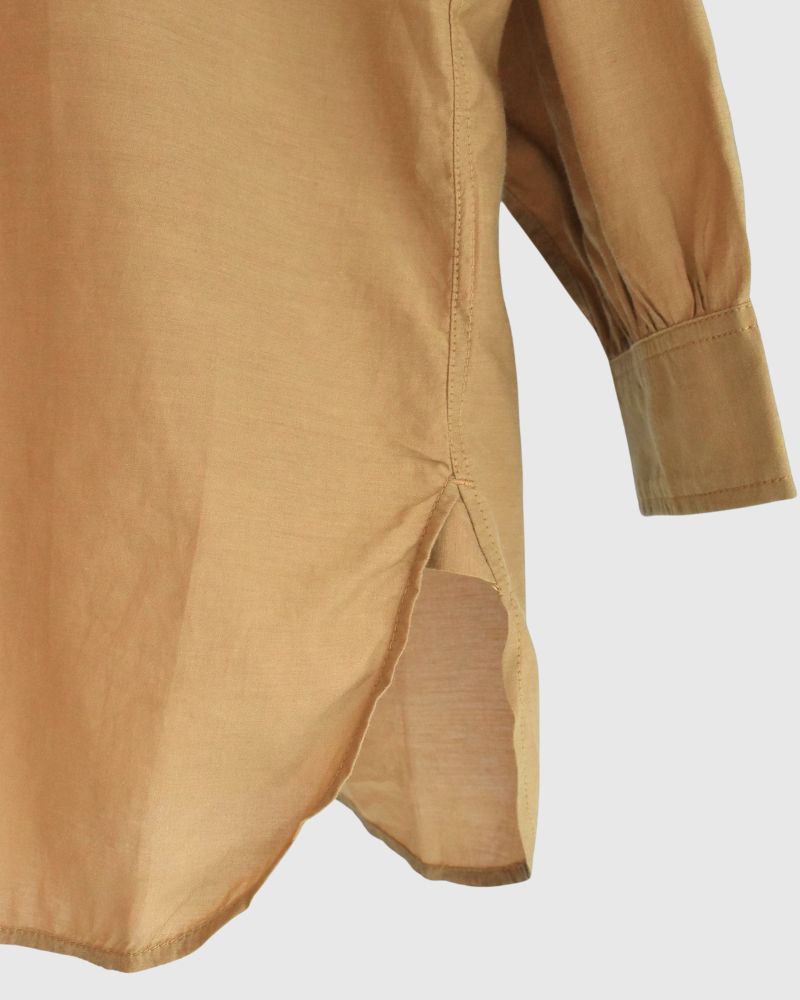 BANGALORE COTTON/SILK PLAIN PULLOVER SHIRT MustardYellow