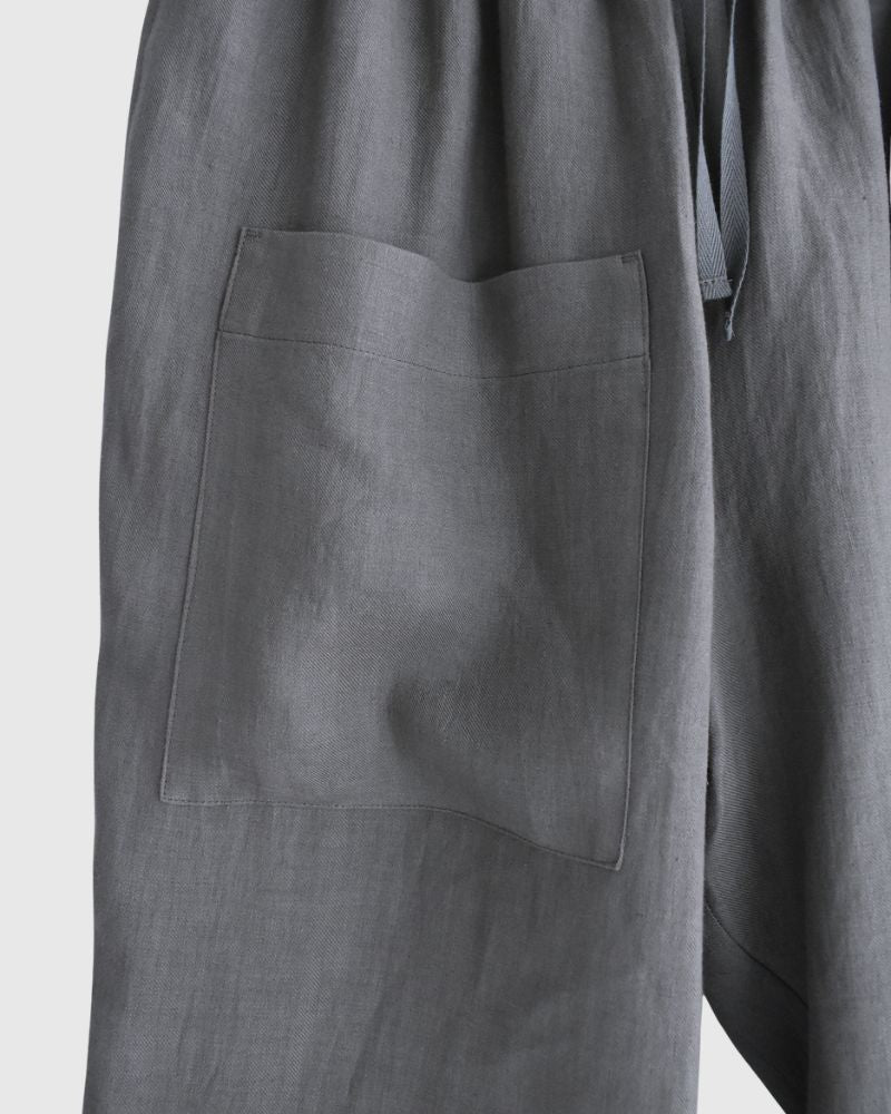 アシメポケットベイカーパンツ（LINEN） DarkGray