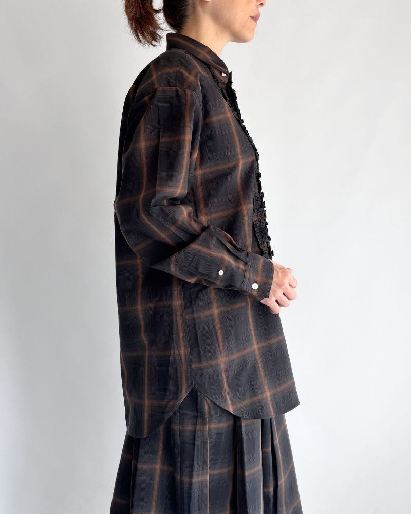 DORIS-W フリルブラウス BrownCheck