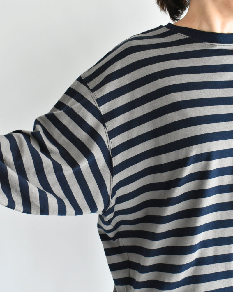 タック コクーンTシャツ Gray/Navy Border
