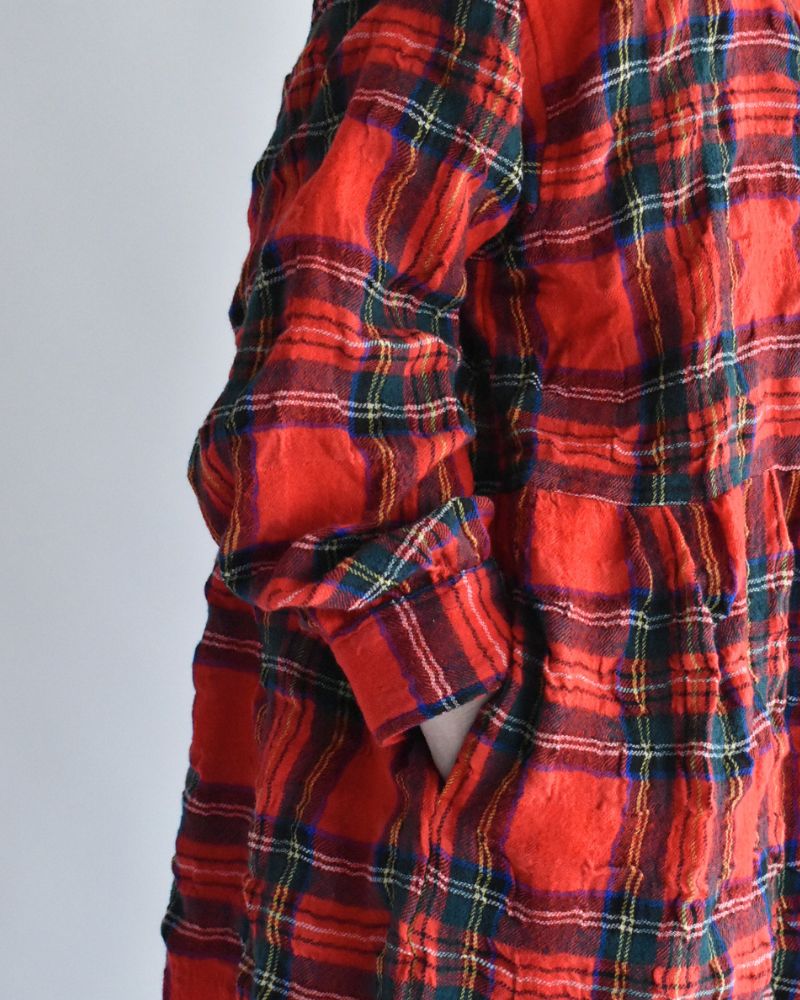 コットンウール タータンチェックドレス Red