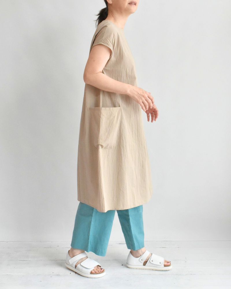 【sale】オーガニックドライワッシャースリーブレスワンピース　Beige