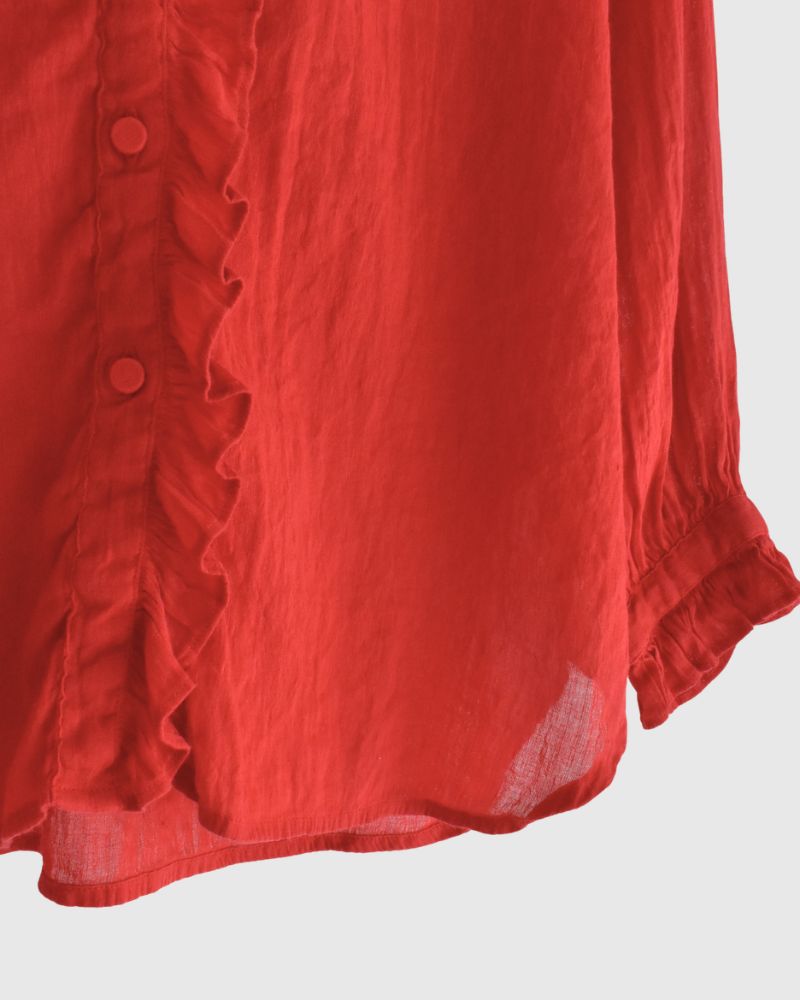 FRILL COLLAR SHIRTS DeepRed