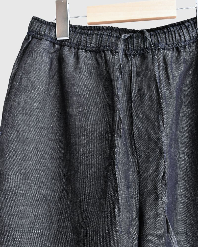 COTTON/LINEN DENIM EASY TAPERED PANTS Navy
