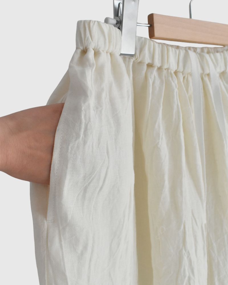 ワイドコクーン ギャザーパンツ（LINEN） OffWhite