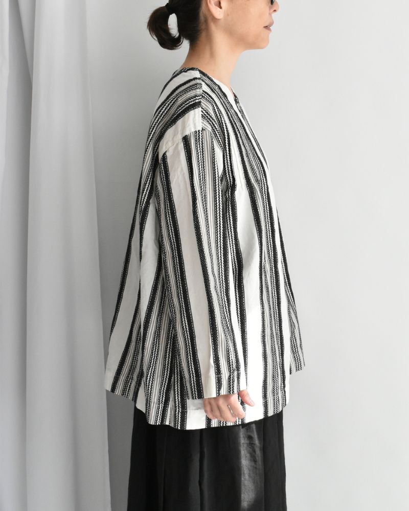 ジャガードストライプシャツ White/Black