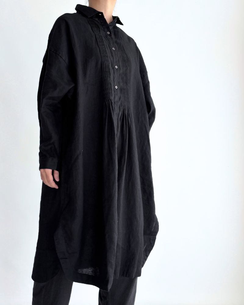 リネンタックシャツドレス Black