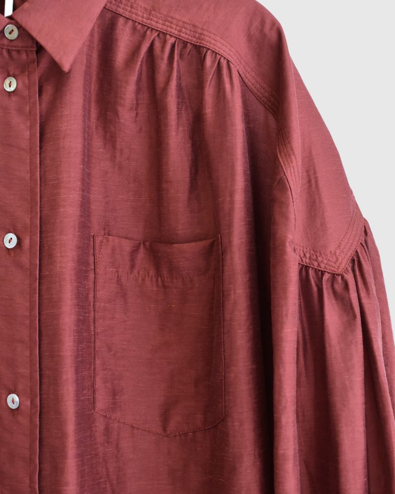 シアーボリュームブラウス RedBrown