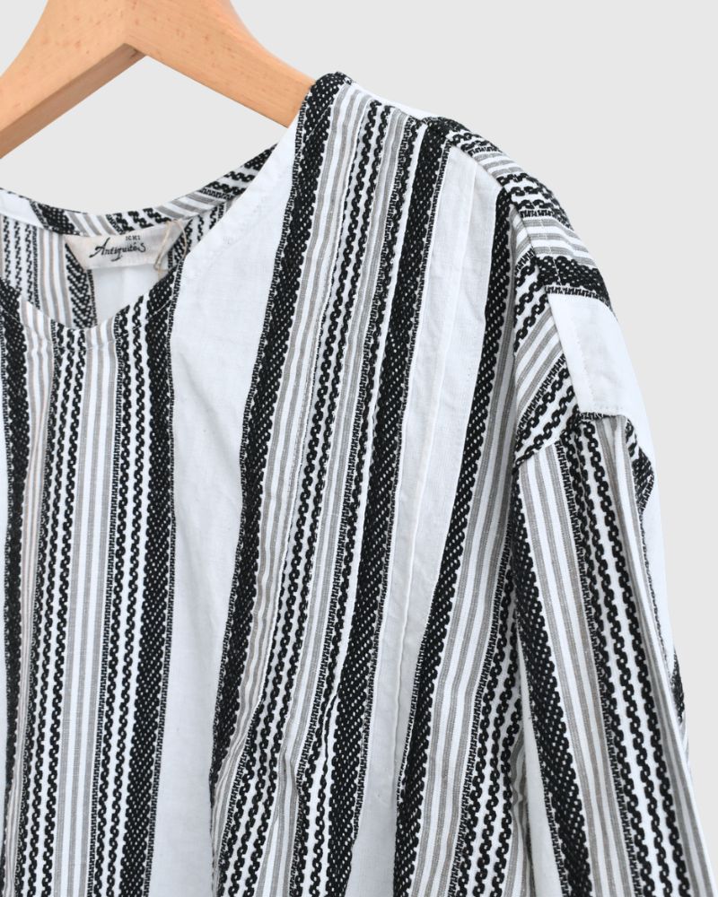 ジャガードストライプシャツ White/Black