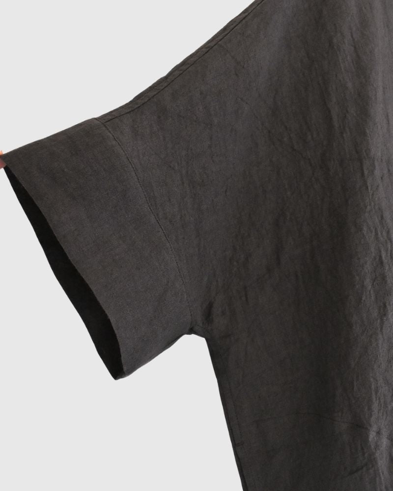 ボートネックワイドブラウス（LINEN） Brown
