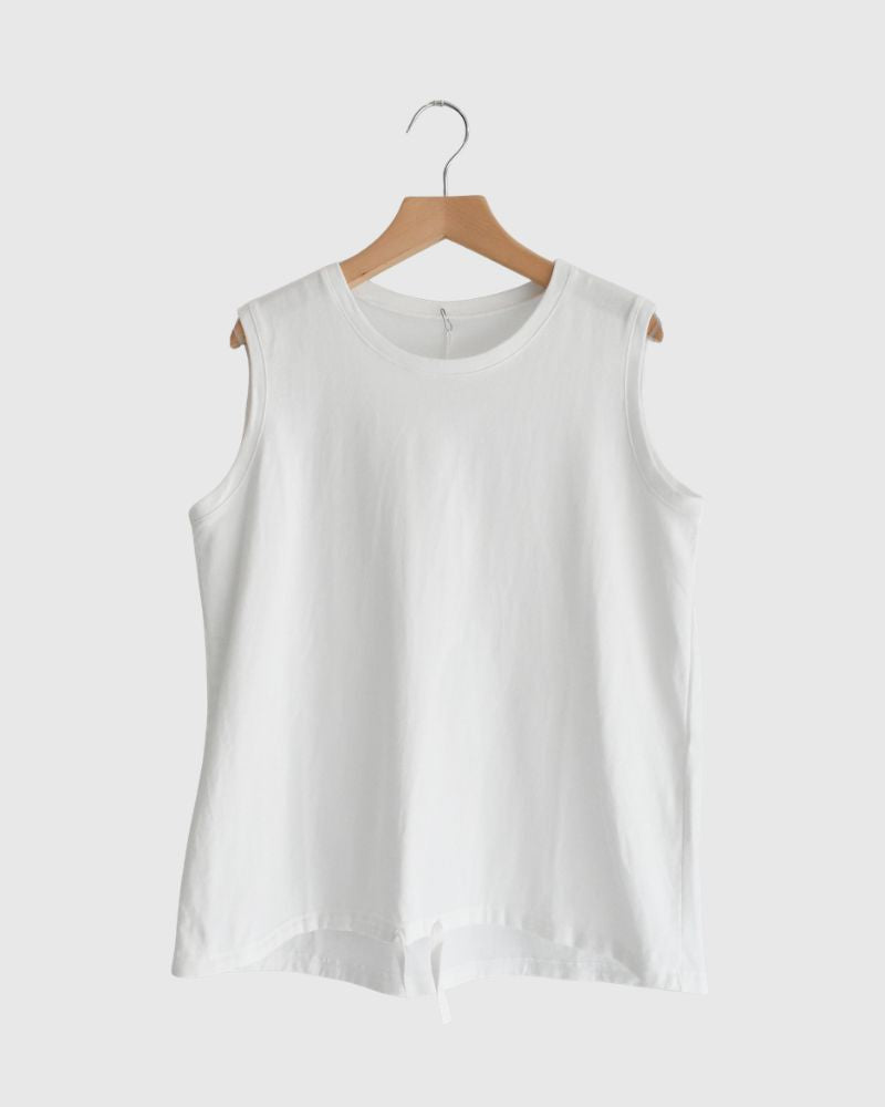 ノースリーブ ドロストTシャツ White